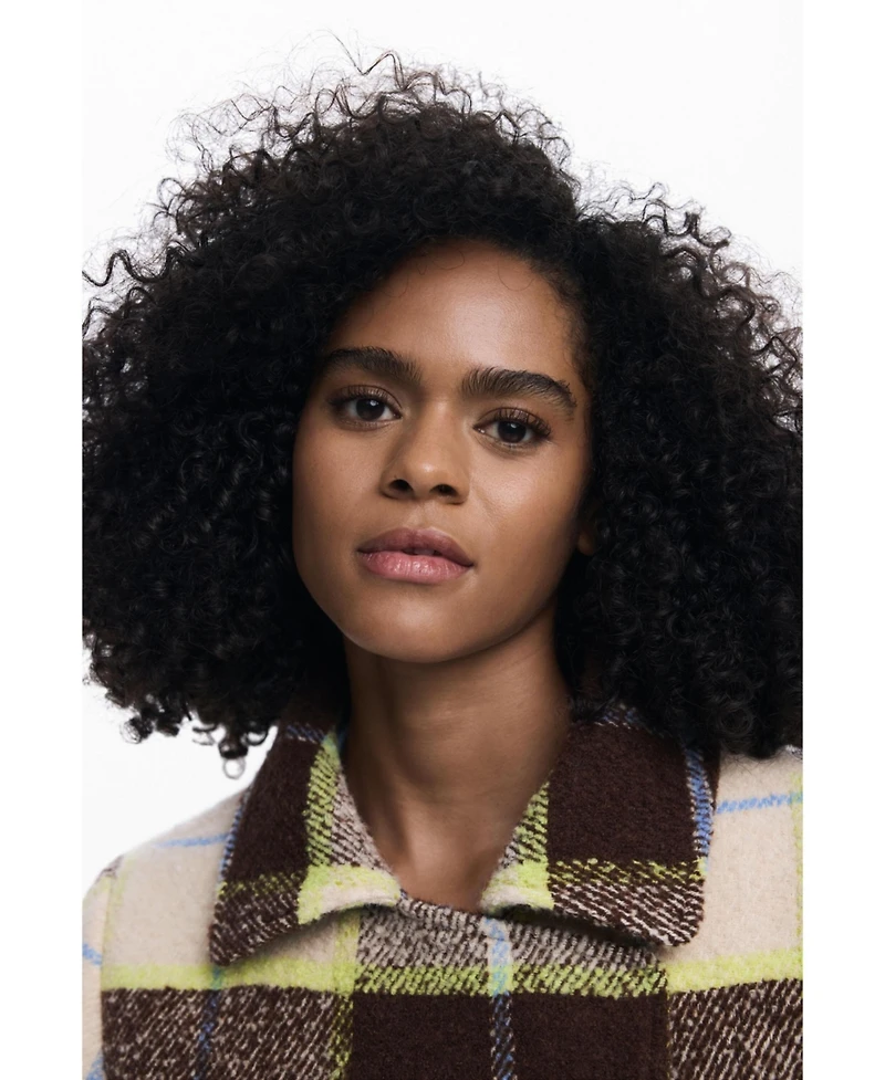 Desigual Women's Checked short double-breasted coat