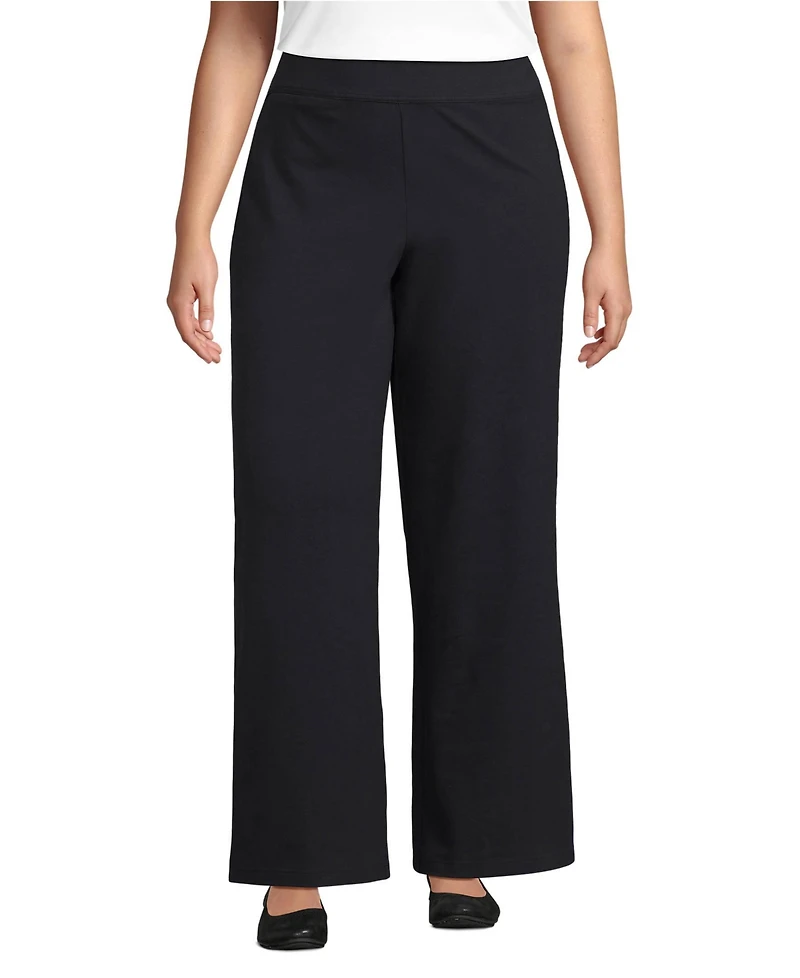Lands' End Women's Plus Starfish High Rise Pull On Wide Leg Pocket Pants