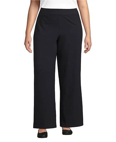 Lands' End Women's Plus Starfish High Rise Pull On Wide Leg Pocket Pants