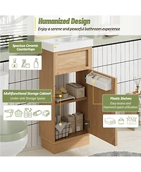 Casainc 15.75" Bathroom Vanity with Reversible Resin Sink, Adjustable Shelf, Push-to-Open Door and Reversible Cabinet