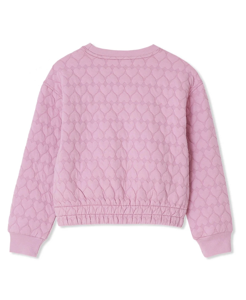 Lands' End Girls Knit Quilted Crew Neck Sweatshirt