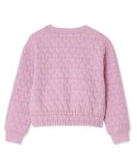 Lands' End Girls Knit Quilted Crew Neck Sweatshirt