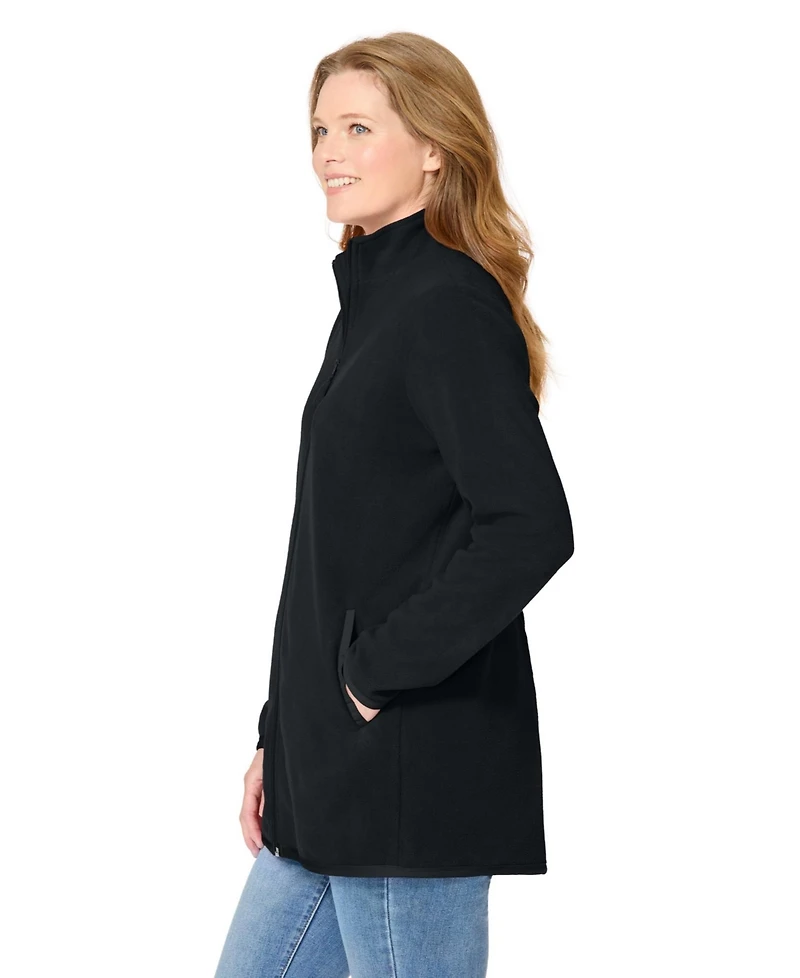 Woman Within Women's Plus Zip-Front Microfleece Jacket