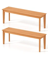 Gymax 2PCS 55'' Teak Wood Bench 3-Person Backless Seating w/ 880 Lbs Weight Capacity