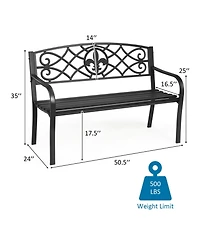 Gymax Garden Bench Loveseat Outdoor Garden Park w/ Steel Frame Backrest