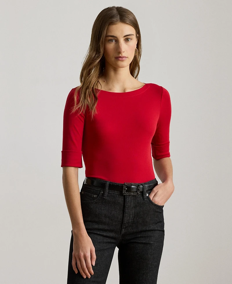 Lauren Ralph Stretch Cotton Boatneck T-Shirt