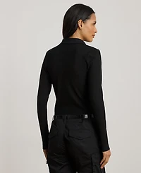 Lauren Ralph Women's Rib-Knit Long-Sleeve Polo Top