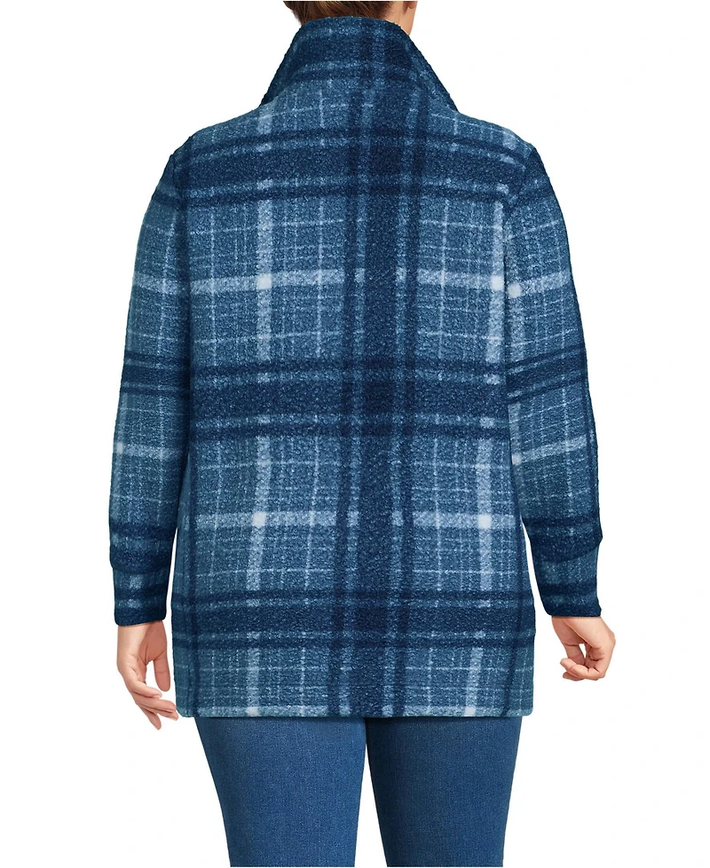 Lands' End Plus Print Boucle Fleece Coat