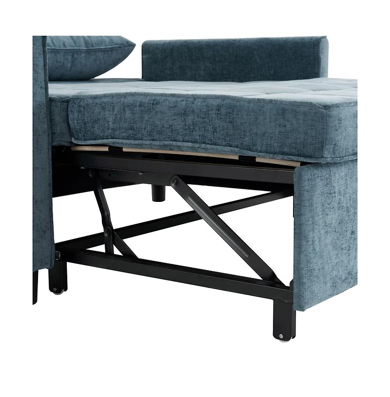 Maison Boucle 56.9" Pull-Out Sleeper Sofa with Usb Ports, Phone Holder & Adjustable Backrest, Convertible Bed Pillows-Maison