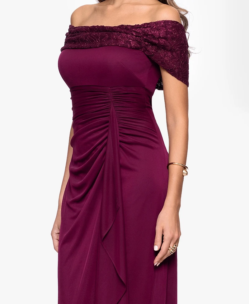 Betsy and Adam Women's Long Off-the-Shoulder Dress