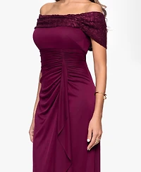Betsy and Adam Women's Long Off-the-Shoulder Dress