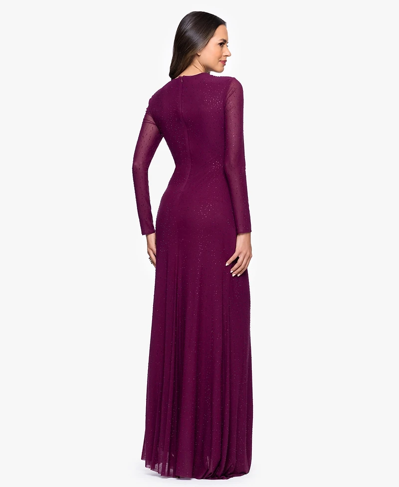 Betsy & Adam Women's Long Keyhole Neck Gown