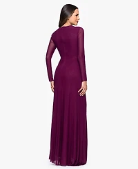 Betsy & Adam Women's Long Keyhole Neck Gown