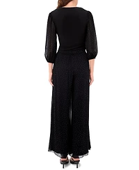 Msk Women's V-Neck Puff Sleeve Wrap Top