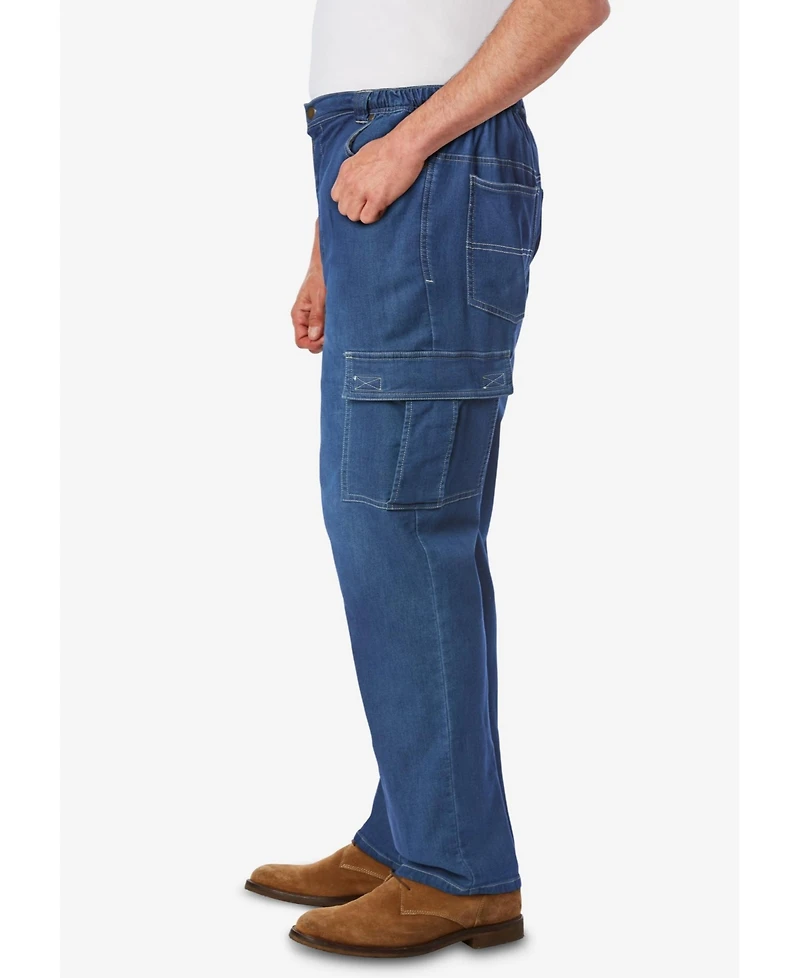 KingSize Big & Tall Relaxed Fit Cargo Denim Look Sweatpants