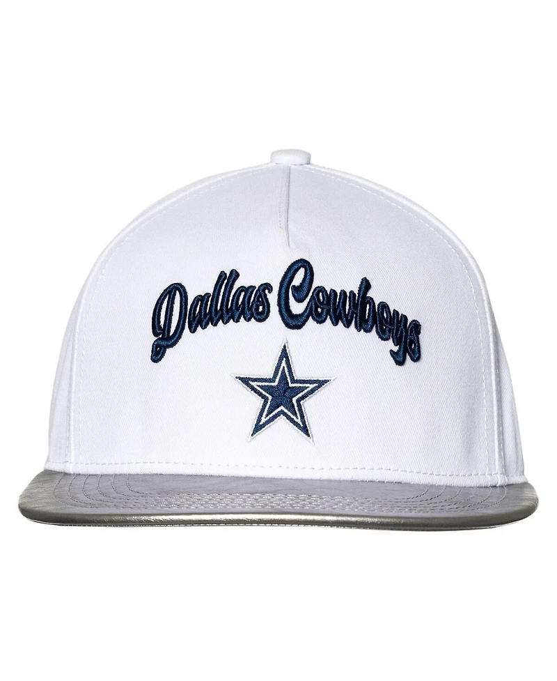 The Wild Collective Women's White/Silver Dallas Cowboys Two-Tone Snapback Hat
