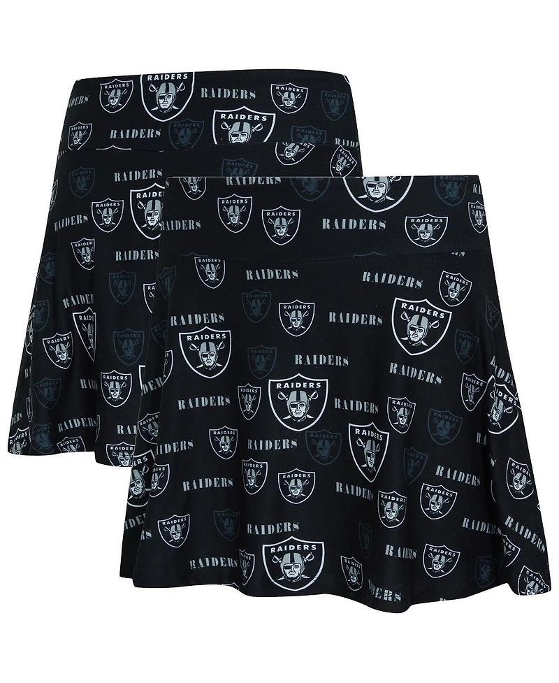 Concepts Sport Women's Black Las Vegas Raiders Mosaic Allover Print Skort