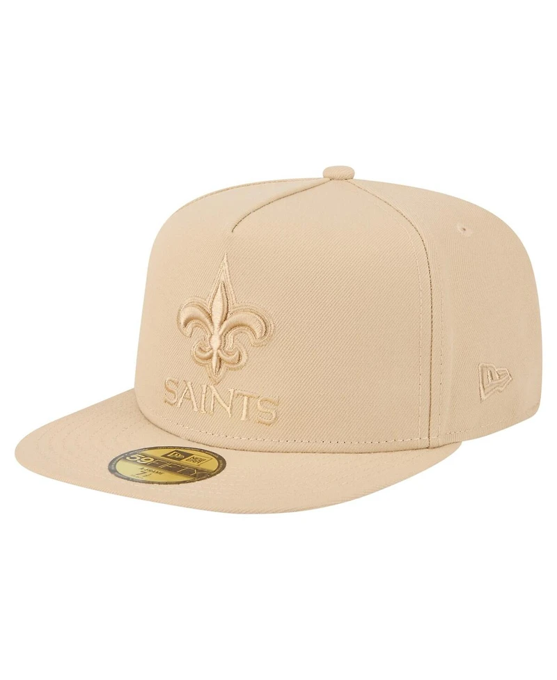 New Era Men's Light Beige Orleans Saints Color Pack A-Frame 59FIFTY Fitted Hat