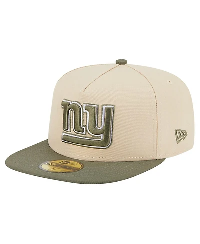 New Era Men's Light Beige/Olive York Giants Color Pack A-Frame 59FIFTY Fitted Hat