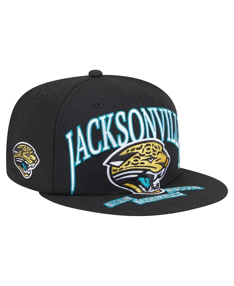 New Era Men's Black Jacksonville Jaguars Throwback Oversized 59FIFTY Fitted Hat