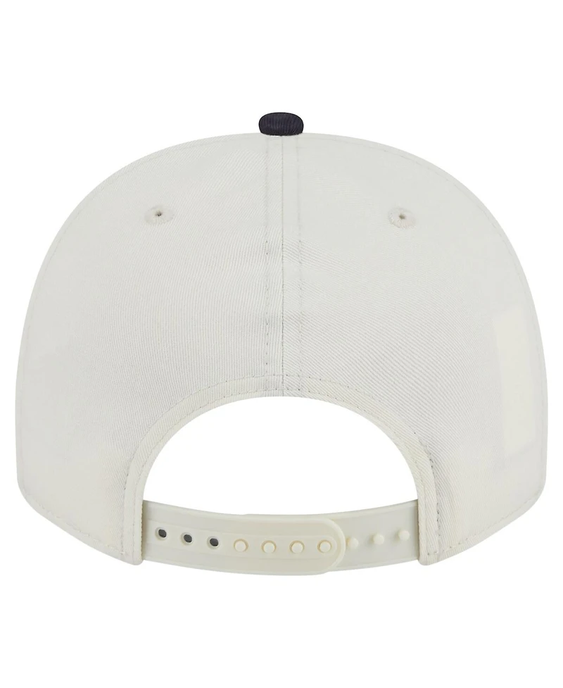 New Era Men's Cream/Navy Houston Texans Chainstitch A-Frame 9FIFTY Adjustable Hat