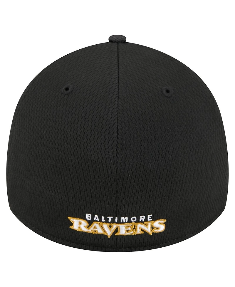New Era Men's Black Baltimore Ravens Visor Hit 39THIRTY Flex Hat