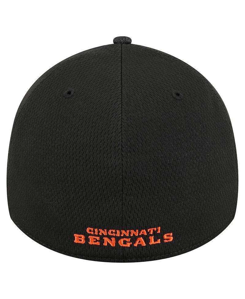 New Era Men's Black Cincinnati Bengals Visor Hit 39THIRTY Flex Hat