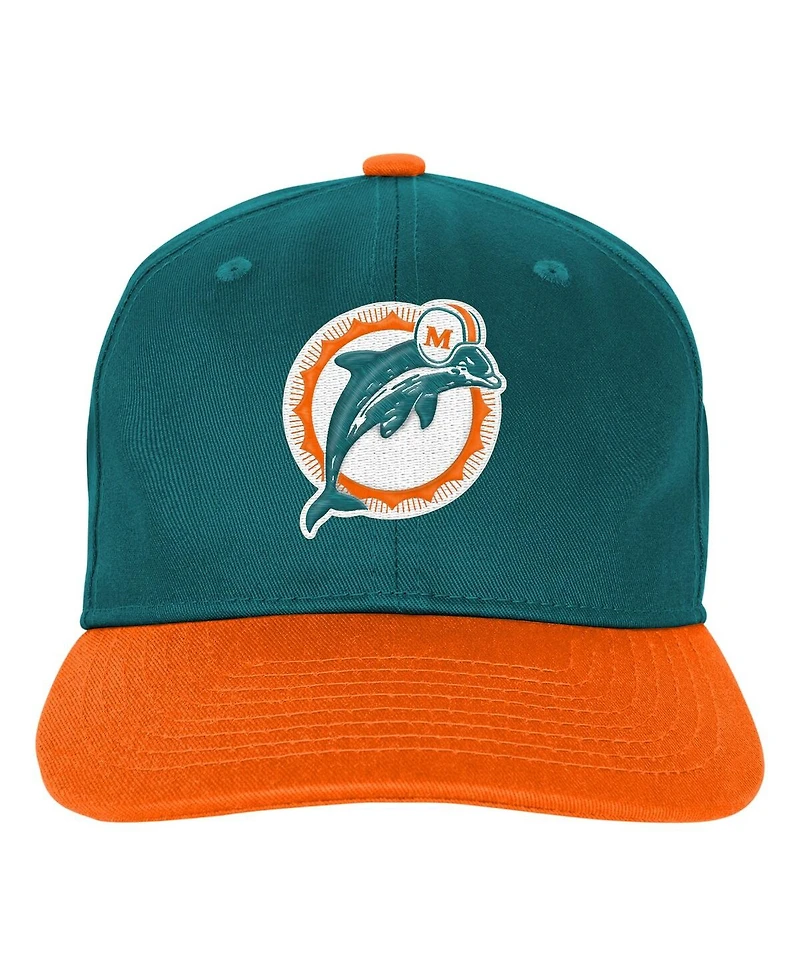 Outerstuff Big Boys and Girls Aqua Miami Dolphins True Retro Adjustable Hat