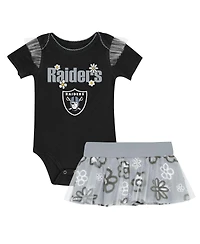 Outerstuff Baby Girls Las Vegas Raiders My Team Rocks Bodysuit and Skirt Set