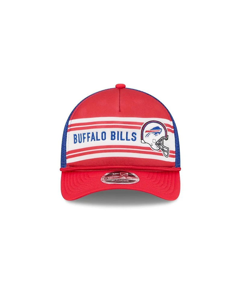 New Era Men's Red Buffalo Bills Linear A-Frame 9FORTY Adjustable Hat
