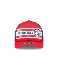 New Era Men's Red Buffalo Bills Linear A-Frame 9FORTY Adjustable Hat