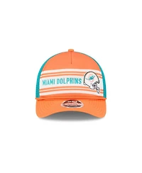 New Era Men's Orange Miami Dolphins Linear A-Frame 9FORTY Adjustable Hat