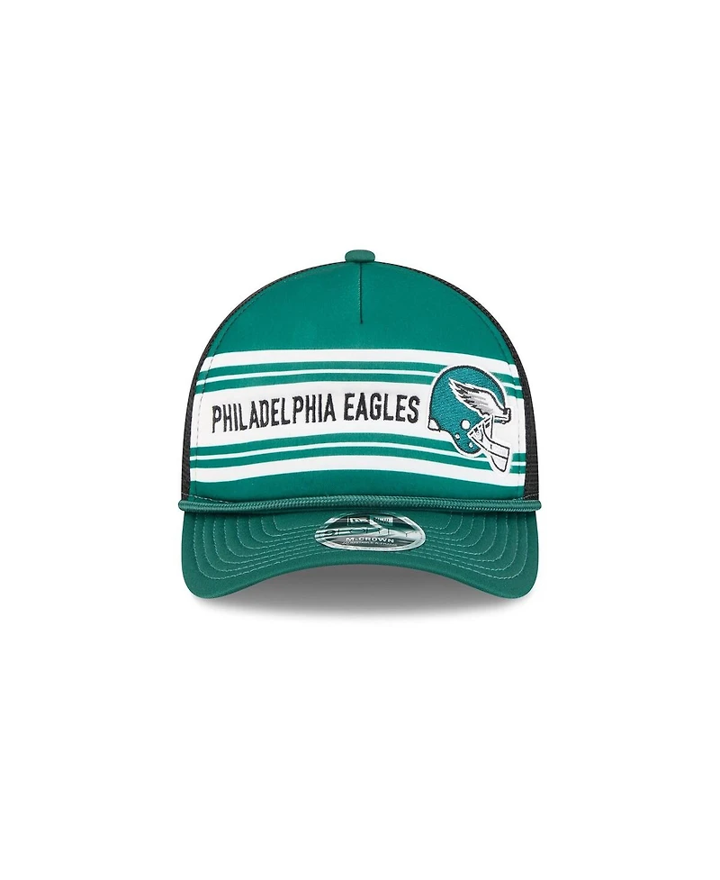 New Era Men's Green Philadelphia Eagles Linear A-Frame 9FORTY Adjustable Hat