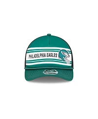 New Era Men's Green Philadelphia Eagles Linear A-Frame 9FORTY Adjustable Hat