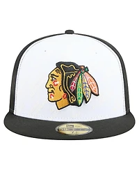 New Era Men's White/Black Chicago Blackhawks Repeat Two-Tone 59FIFTY Fitted Hat