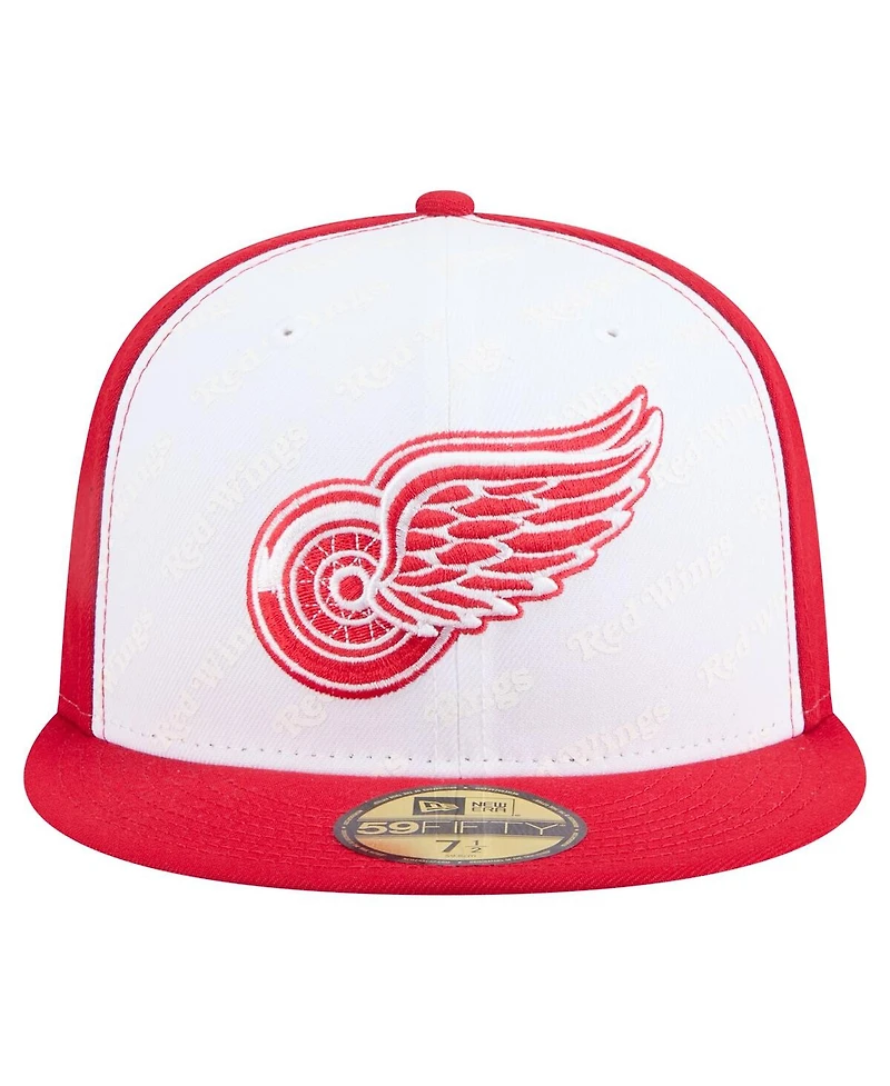 New Era Men's White/Red Detroit Red Wings Repeat Two-Tone 59FIFTY Fitted Hat