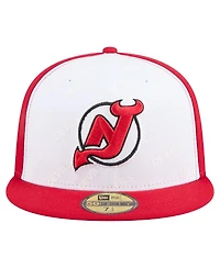 New Era Men's White/Red Jersey Devils Repeat Two-Tone 59FIFTY Fitted Hat