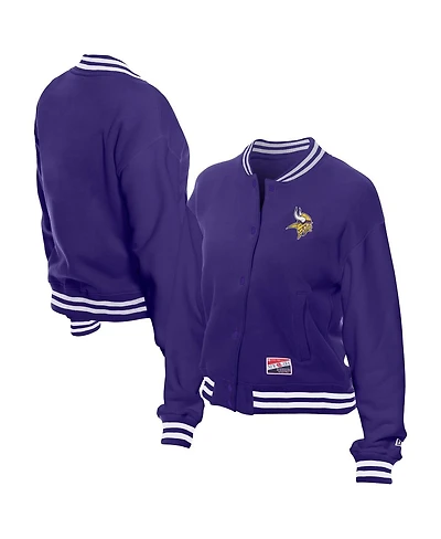New Era Women's Purple Minnesota Vikings Throwback Fleece Full-Snap Jacket