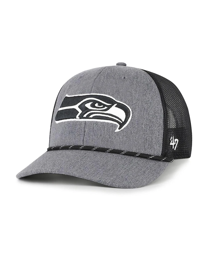 '47 Brand Men's Heather Charcoal Seattle Seahawks Carbon Rope Trucker Adjustable Hat
