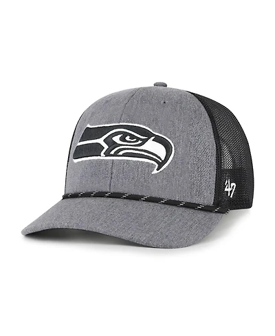 '47 Brand Men's Heather Charcoal Seattle Seahawks Carbon Rope Trucker Adjustable Hat