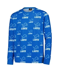 Outerstuff Big Boys and Girls Blue Detroit Lions All-Over-Print Long Sleeve T-Shirt Pants Sleep Set