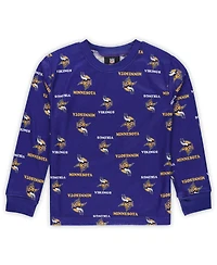 Outerstuff Preschool Purple Minnesota Vikings All-Over-Print Long Sleeve T-Shirt and Pants Sleep Set