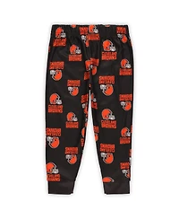 Outerstuff Toddler Brown Cleveland Browns All-Over-Print Long Sleeve T-Shirt and Pants Sleep Set