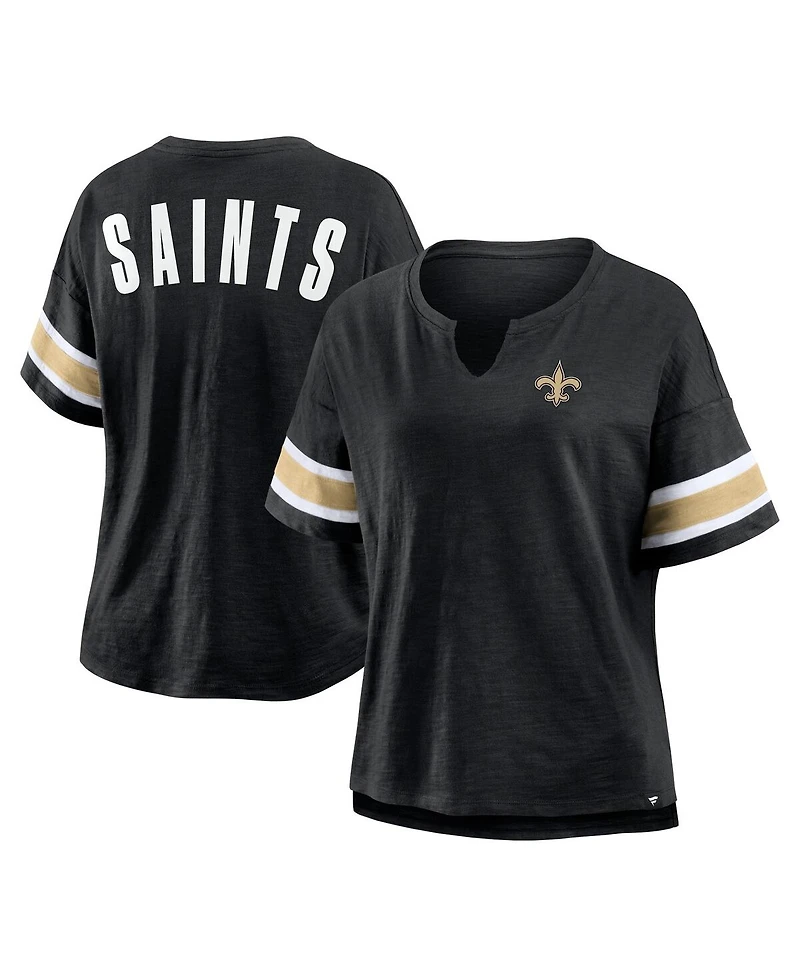Fanatics Women's Black New Orleans Saints Plus Redzone Notch Neck T-Shirt