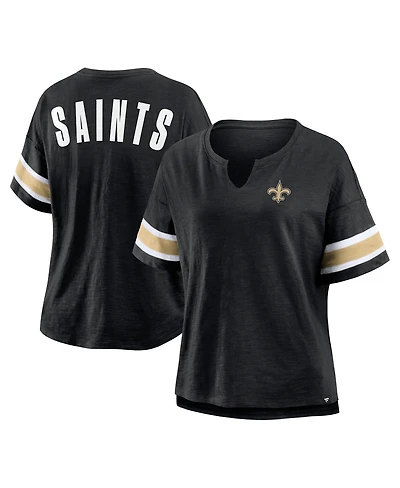 Fanatics Women's Black New Orleans Saints Plus Redzone Notch Neck T-Shirt