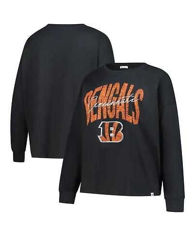 '47 Brand Women's Black Cincinnati Bengals Plus Size Muse Sydney Long Sleeve T-Shirt