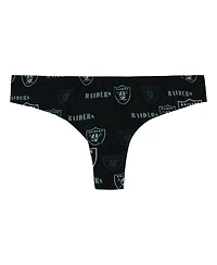 Concepts Sport Women's Black Las Vegas Raiders Mosaic All Over Print Thong