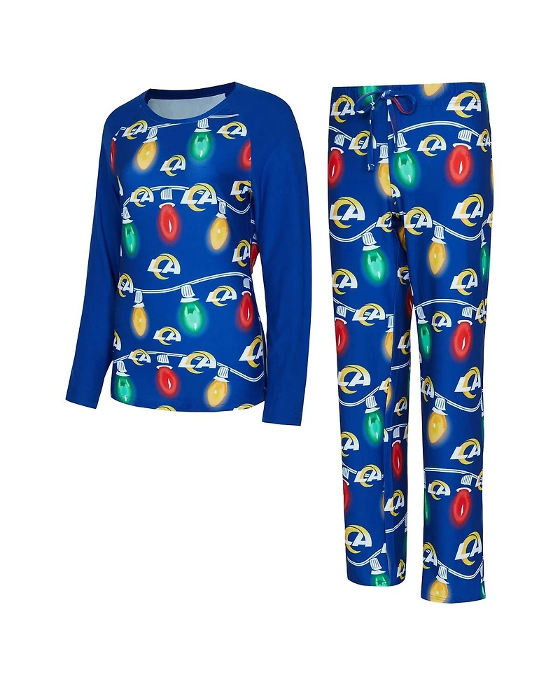Concepts Sport Women's Los Angeles Rams Garland Knit Raglan Long Sleeve Top Pants Set