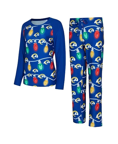 Concepts Sport Women's Los Angeles Rams Garland Knit Raglan Long Sleeve Top Pants Set