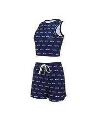 Concepts Sport Women's Seattle Seahawks Gauge Allover Print Cropped Tank Top Shorts Sleep Set